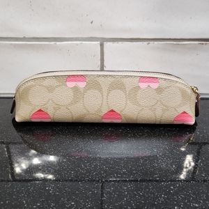 NWOT Coach Pencil Case With Stripe Heart Print